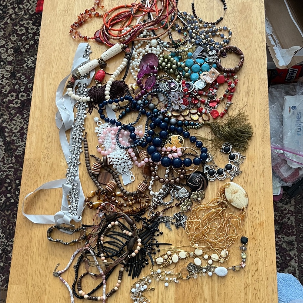 Five Pounds of Craft Jewelry wood, stone, acrylic, shell, glass **1**